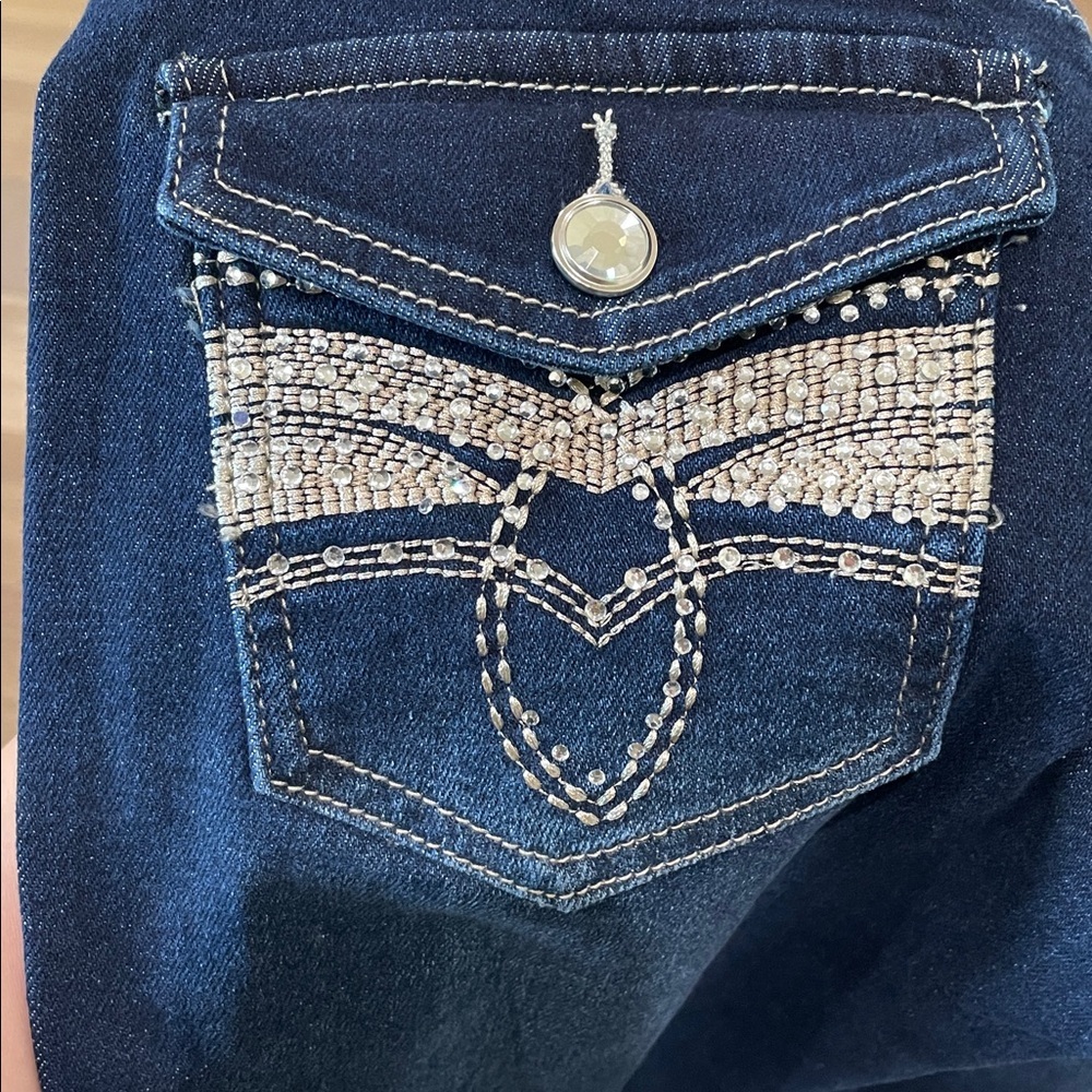 Telepatia Low Rise Boot Cut Jeans Rhinestone Embellished Size 5/27 NWT - Picture 10 of 11